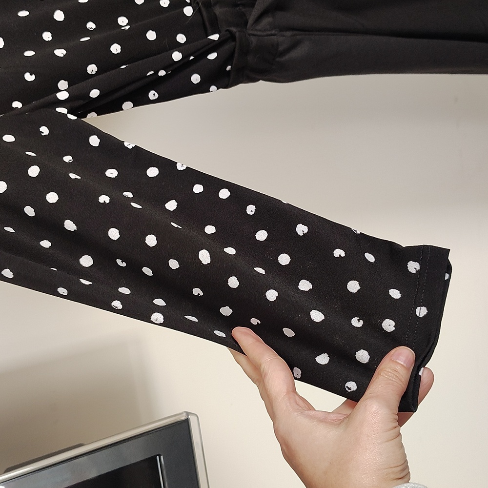 Adrienne Vittadini NWT size Large black & white, elastic waist, polka dot dress - Picture 3 of 9
